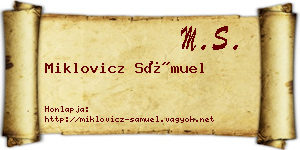Miklovicz Sámuel névjegykártya